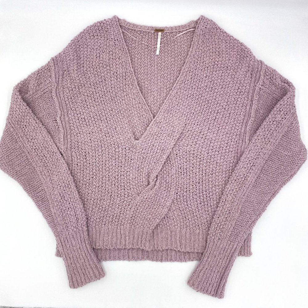 Free People Coco Lavender Cropped  V Neck Sweater